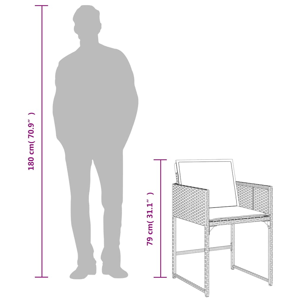 vidaXL Σετ Τραπεζαρίας Κήπου 11 τεμ. Καφέ Συνθετικό Ρατάν με Μαξιλάρια