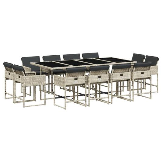 vidaXL Τραπεζαρία Κήπου 13 Τεμαχίων Γκρι Συνθετικό Ρατάν με Μαξιλάρια