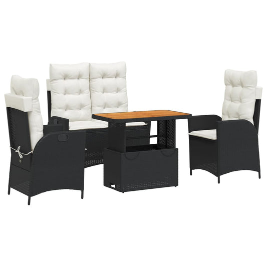 vidaXL Σετ Τραπεζαρίας Κήπου με Μαξιλάρια 4 τεμ. Μαύρο από Συνθ. Ρατάν