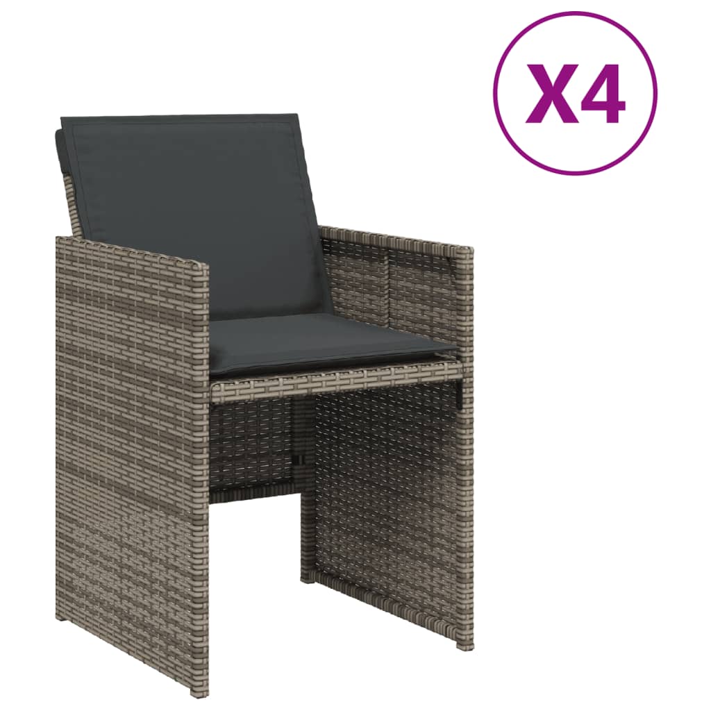 vidaXL Καρέκλες Κήπου 4 τεμ. Γκρι από Συνθετικό Ρατάν με Μαξιλάρια