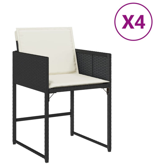 vidaXL Καρέκλες Κήπου 4 τεμ. Μαύρες από Συνθετικό Ρατάν με Μαξιλάρια