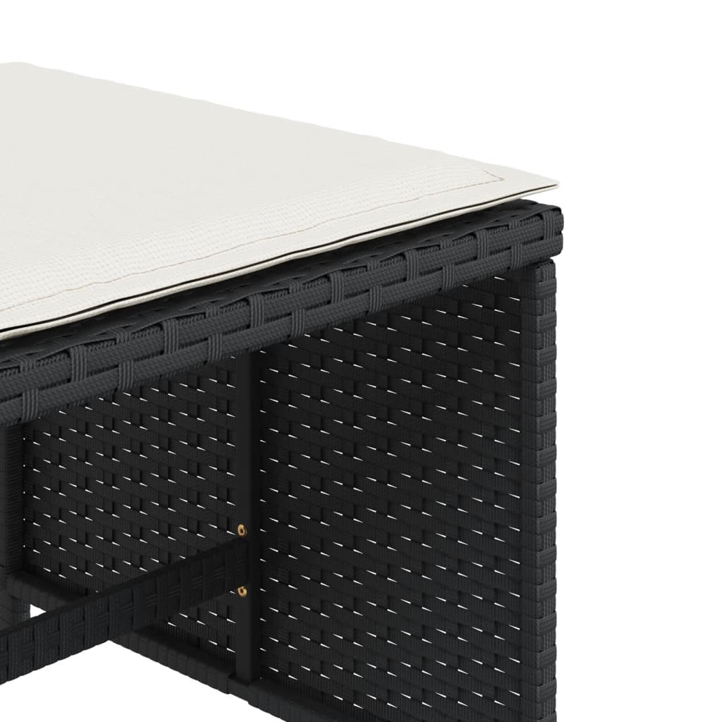 vidaXL Σκαμπό Κήπου 4 τεμ. Μαύρα 40x40x35 Συνθετικό Ρατάν με Μαξιλάρια