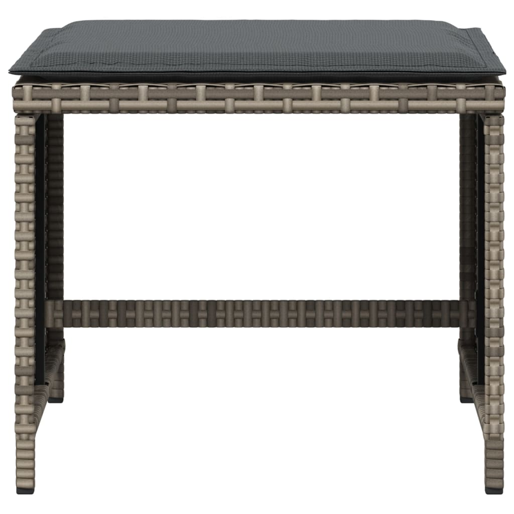 vidaXL Σκαμπό Κήπου 4 τεμ. Γκρι 40x40x35 εκ. Συνθετικό Ρατάν Μαξιλάρια