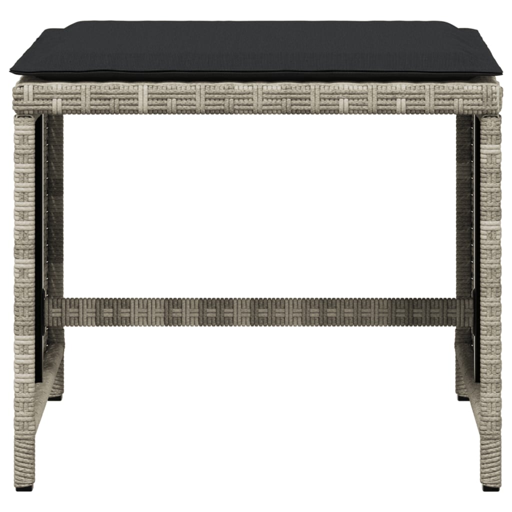 vidaXL Σκαμπό Κήπου 4 τεμ. Αν. Γκρι 40x40x35 εκ. Συνθ. Ρατάν Μαξιλάρια