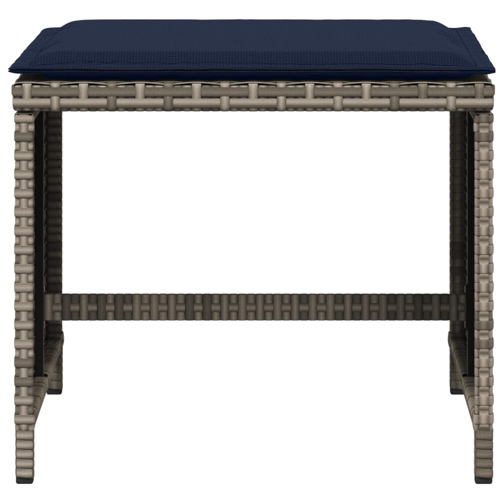 vidaXL Σκαμπό Κήπου 4 τεμ. Γκρι 40x40x35 εκ. Συνθετικό Ρατάν Μαξιλάρια