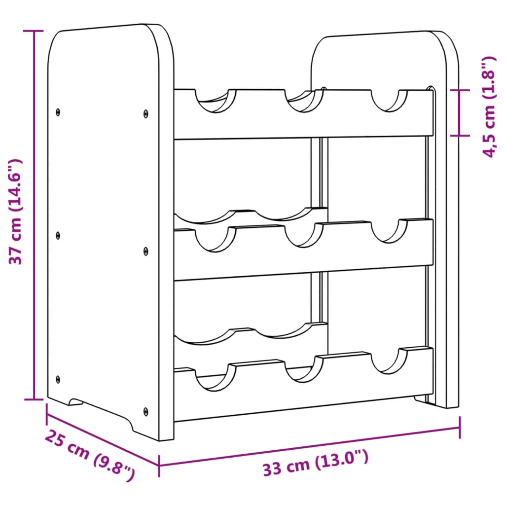 vidaXL Ραφιέρα Κρασιών 33 x 25 x 37 εκ. από Μασίφ Ξύλο Πεύκου