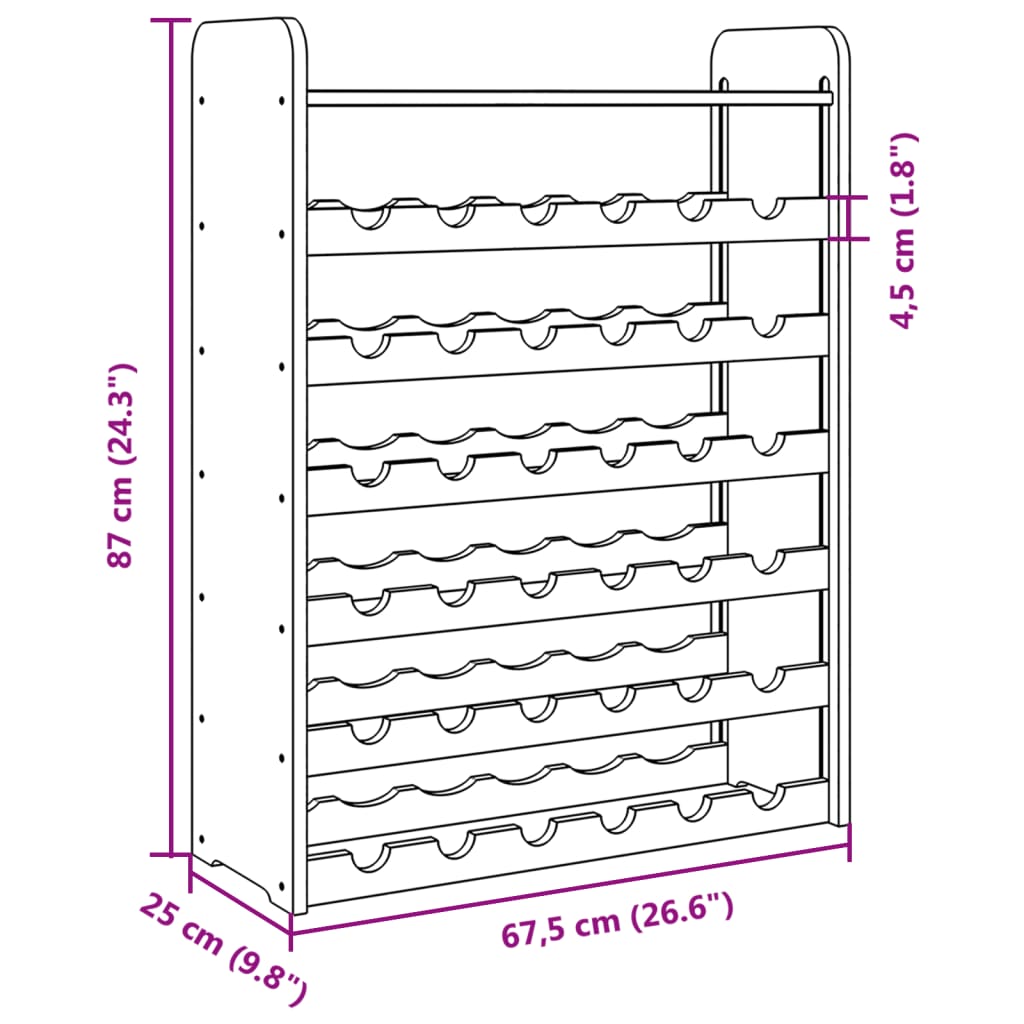 vidaXL Ραφιέρα Κρασιών με Επάνω Σανίδα 67,5x25x87εκ. Μασίφ Ξύλο Πεύκου