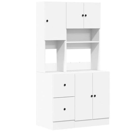 vidaXL Στήλη Κουζίνας Λευκή 95 x 50 x 180 εκ. από Επεξεργασμένο Ξύλο