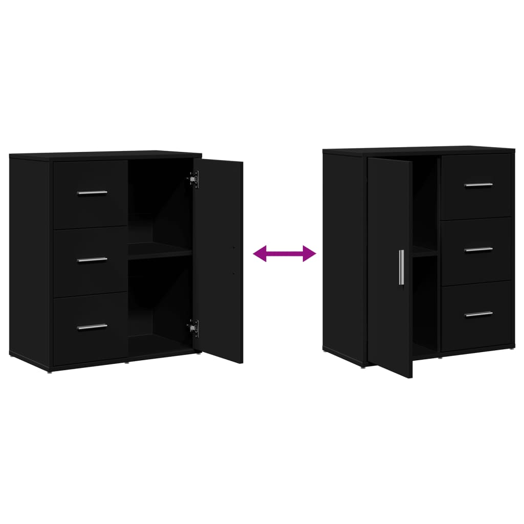 vidaXL Βοηθητικά Ντουλάπια 2 τεμ. Μαύρο 60x31x70 εκ. Επεξεργ. Ξύλο