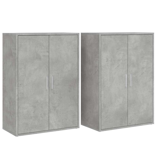 vidaXL Βοηθητικά Ντουλάπια 2 τεμ. Γκρι Σκυρ. 60x31x84 εκ. Επεξ. Ξύλο