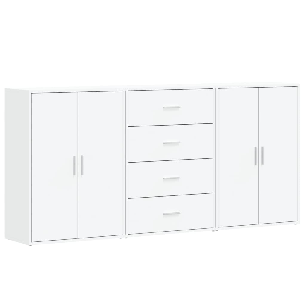 vidaXL Βοηθητικά Ντουλάπια 3 τεμ. Λευκό 60x31x84 εκ. Επεξεργ. Ξύλο