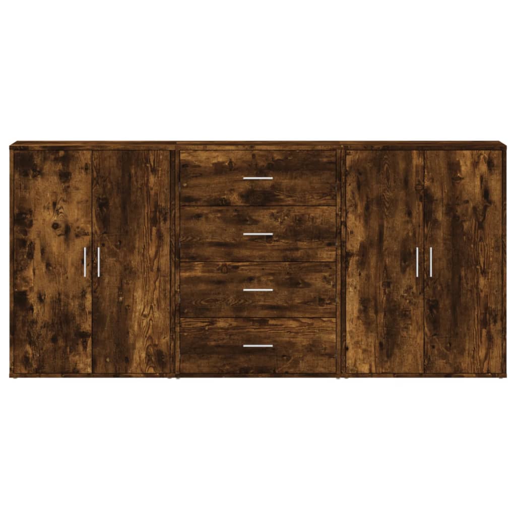 vidaXL Βοηθητικά Ντουλάπια 3 τεμ. Καπνιστή Δρυς 60x31x84εκ. Επεξ. Ξύλο