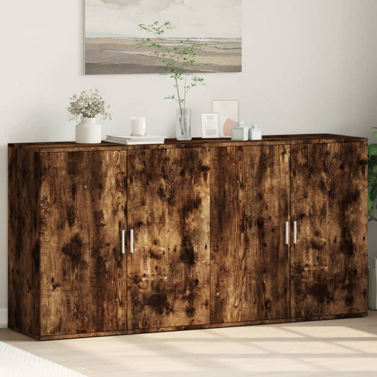 vidaXL Βοηθητικά Ντουλάπια 2 Τεμ. Καπνιστή Δρυς 79x38x80εκ. Επεξ. Ξύλο