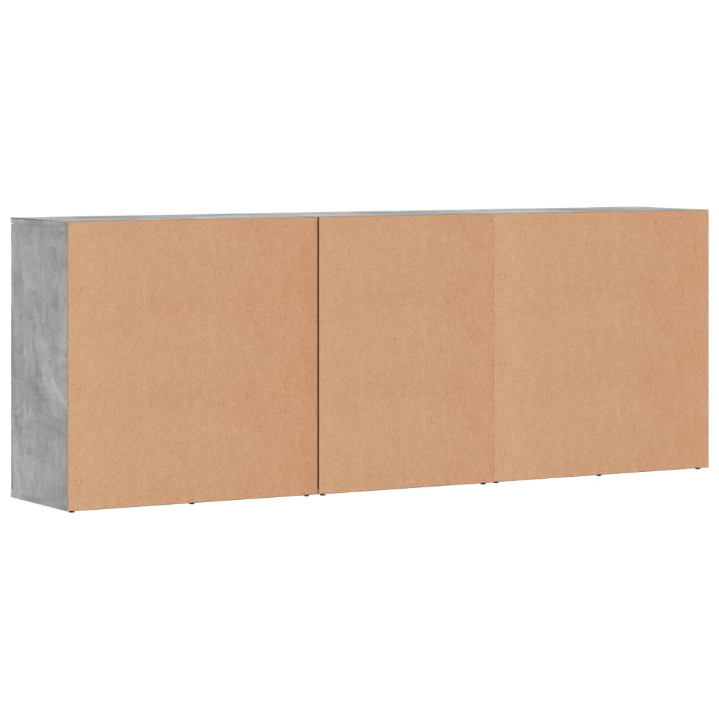 vidaXL Ντουλάπια 3 τεμ. Γκρι Σκυροδέματος Επεξεργ. Ξύλο