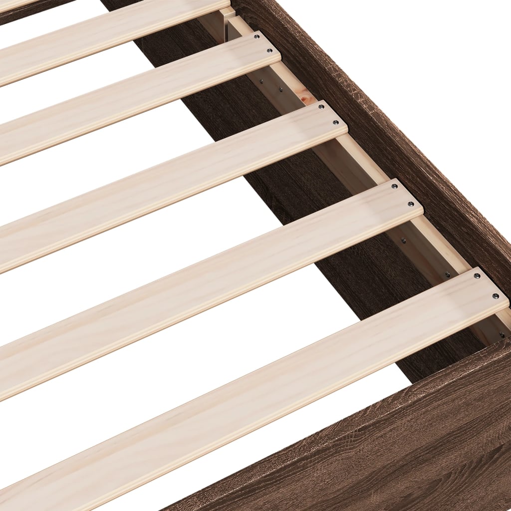 vidaXL Πλαίσιο Κρεβατιού Χωρ. Στρώμα Καφέ Δρυς 75x190εκ Επεξ. Ξύλο