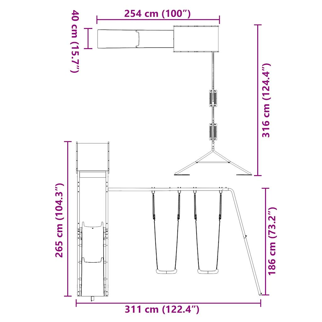 vidaXL Παιδική Χαρά Εξωτερικού Χώρου από Εμποτισμένο Ξύλο Πεύκου