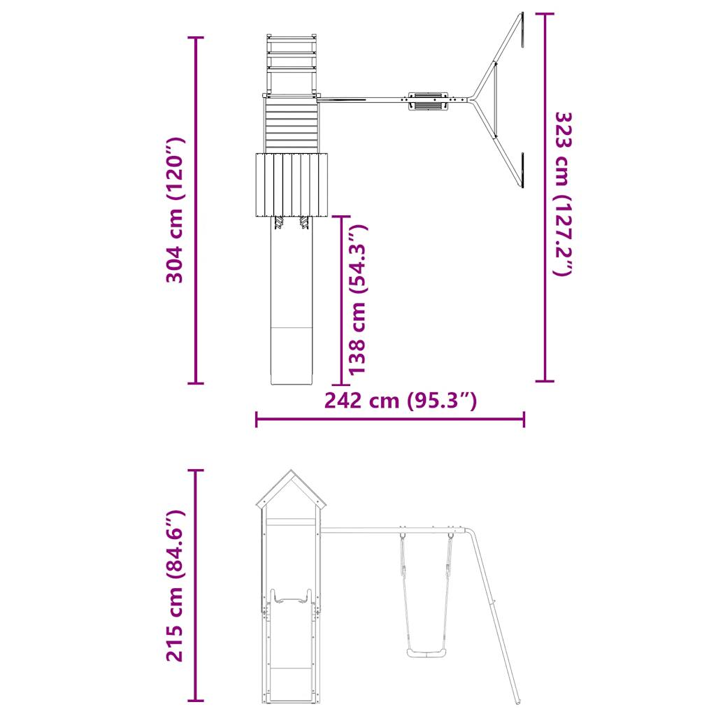 vidaXL Παιδική Χαρά Εξωτερικού Χώρου από Μασίφ Ξύλο Ψευδοτσούγκας