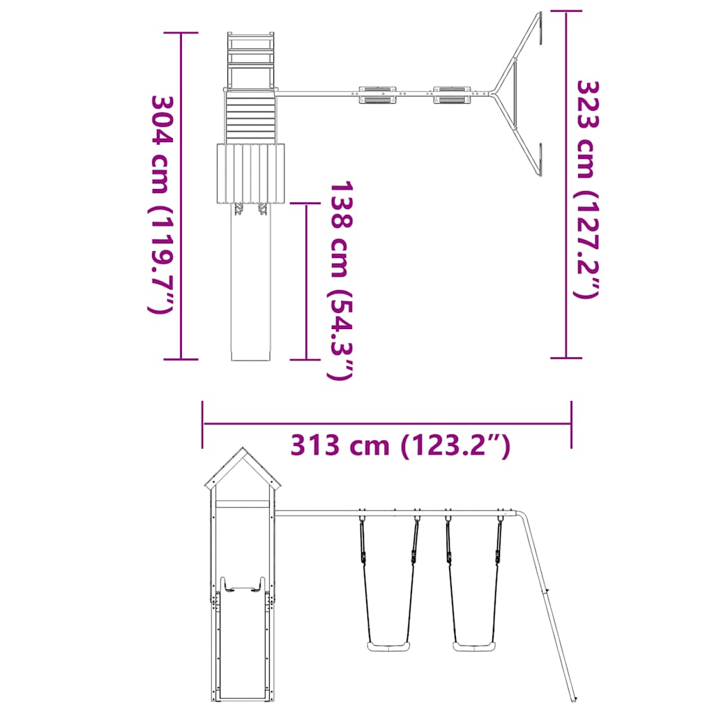 vidaXL Παιδική Χαρά Εξωτερικού Χώρου από Μασίφ Ξύλο Ψευδοτσούγκας