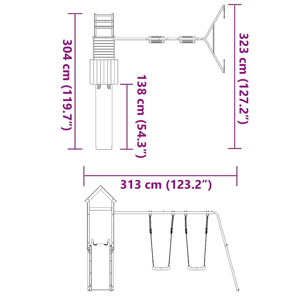vidaXL Παιδική Χαρά Εξωτερικού Χώρου από Εμποτισμένο Ξύλο Πεύκου