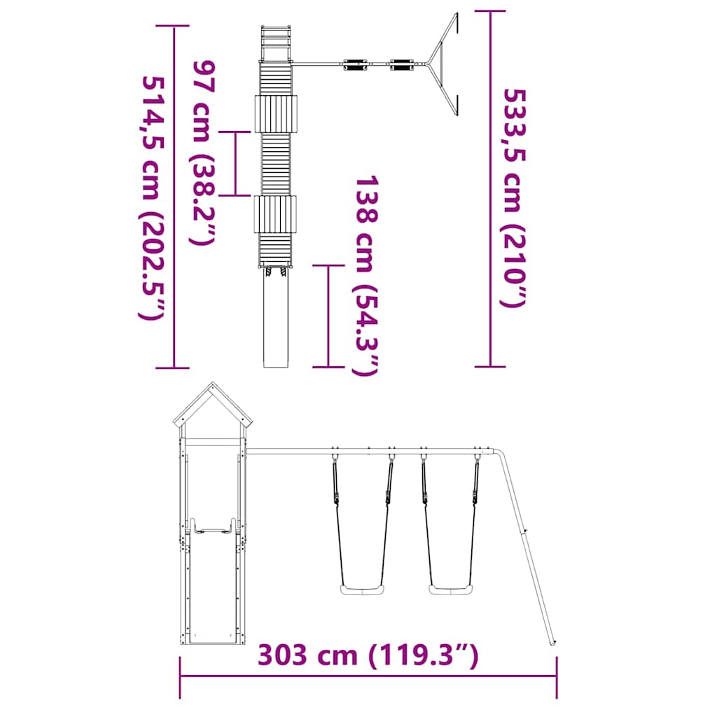 vidaXL Παιδική Χαρά Εξωτερικού Χώρου από Μασίφ Ξύλο Ψευδοτσούγκας