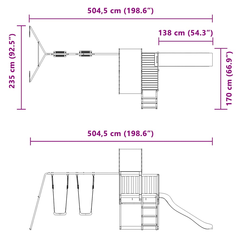 vidaXL Παιδική Χαρά Εξωτερικού Χώρου από Μασίφ Ξύλο Πεύκου