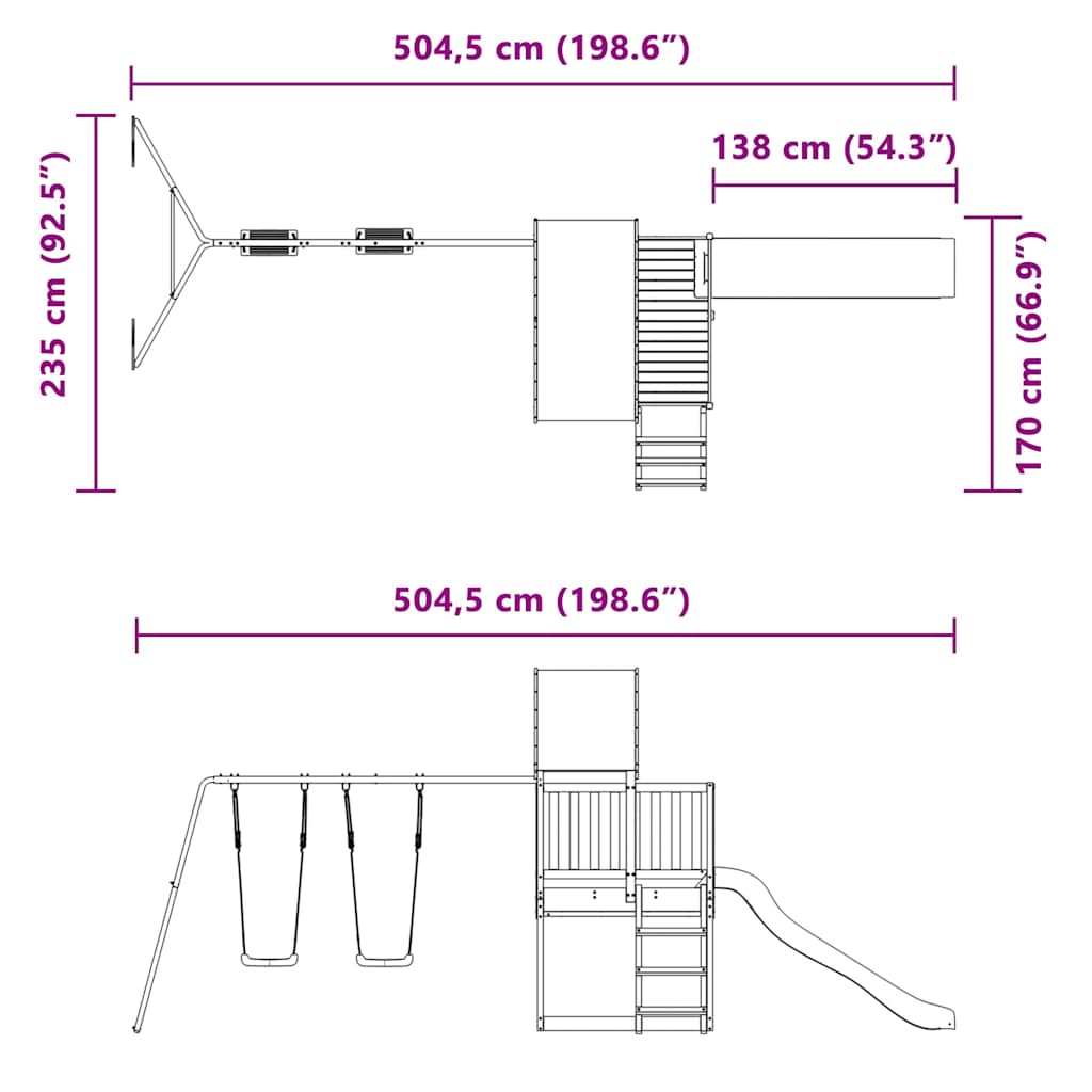 vidaXL Παιδική Χαρά Εξωτερικού Χώρου από Εμποτισμένο Ξύλο Πεύκου