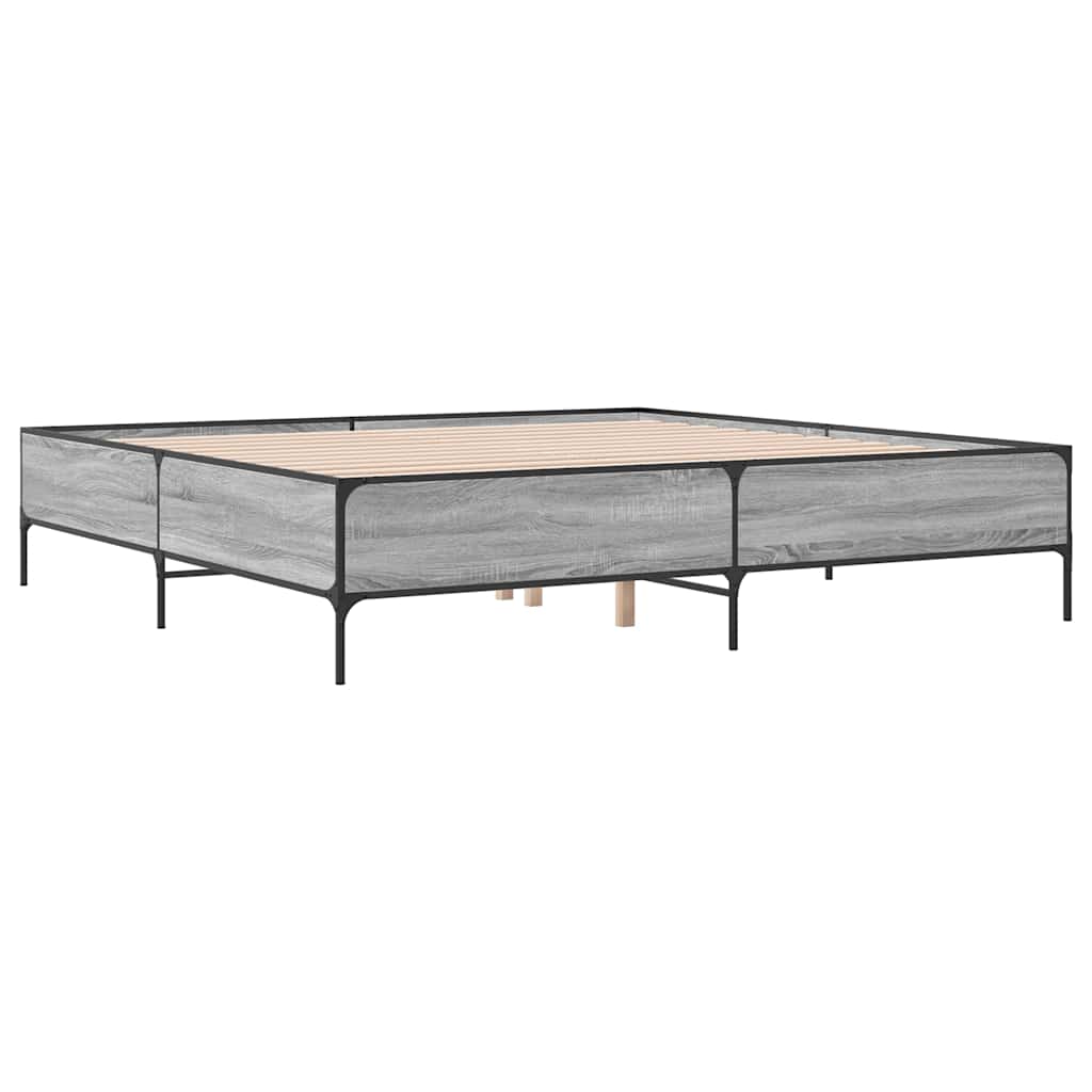 vidaXL Πλαίσιο Κρεβατιού Γκρι Sonoma 200x200 εκ. Επεξ. Ξύλο & Μέταλλο