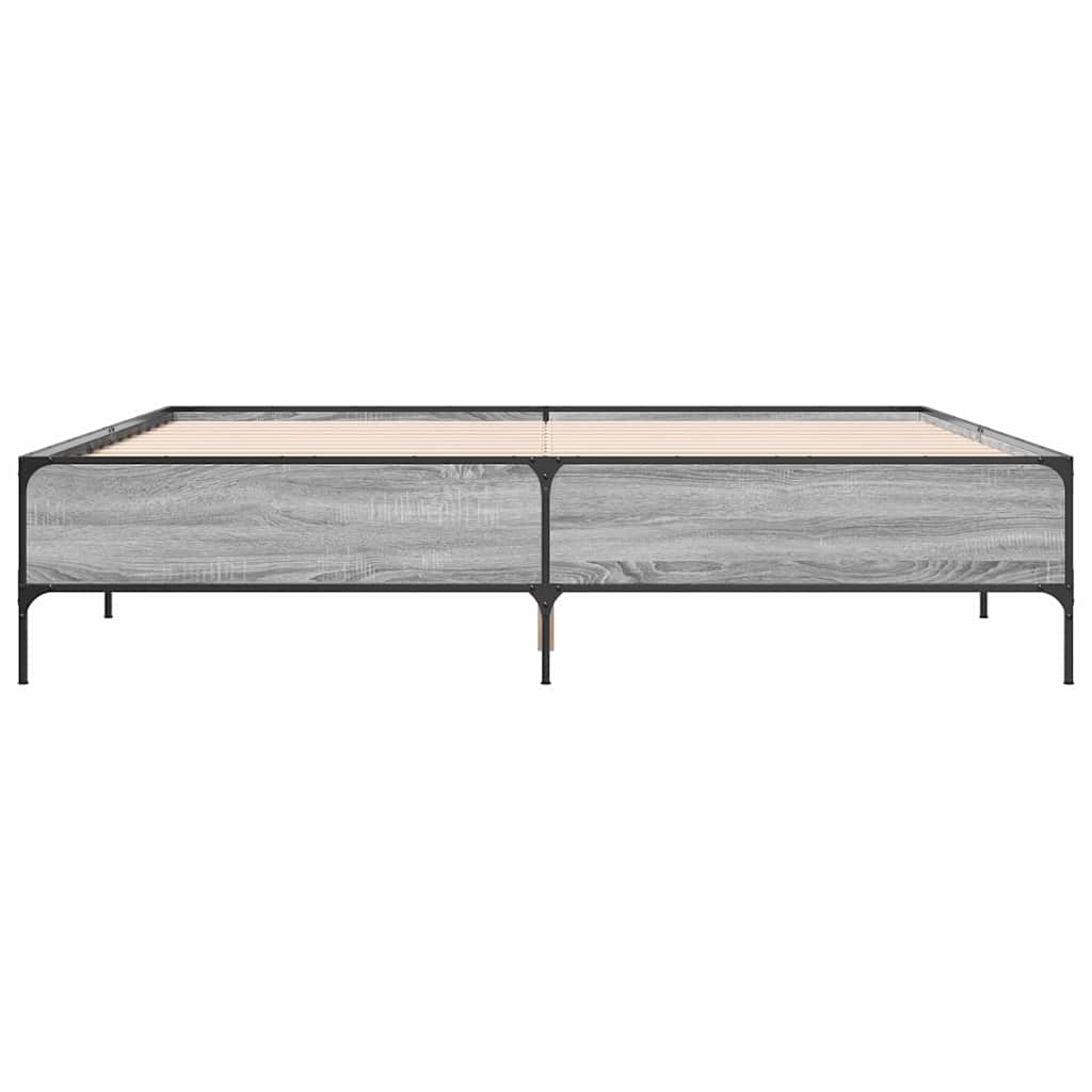 vidaXL Πλαίσιο Κρεβατιού Γκρι Sonoma 200x200 εκ. Επεξ. Ξύλο & Μέταλλο