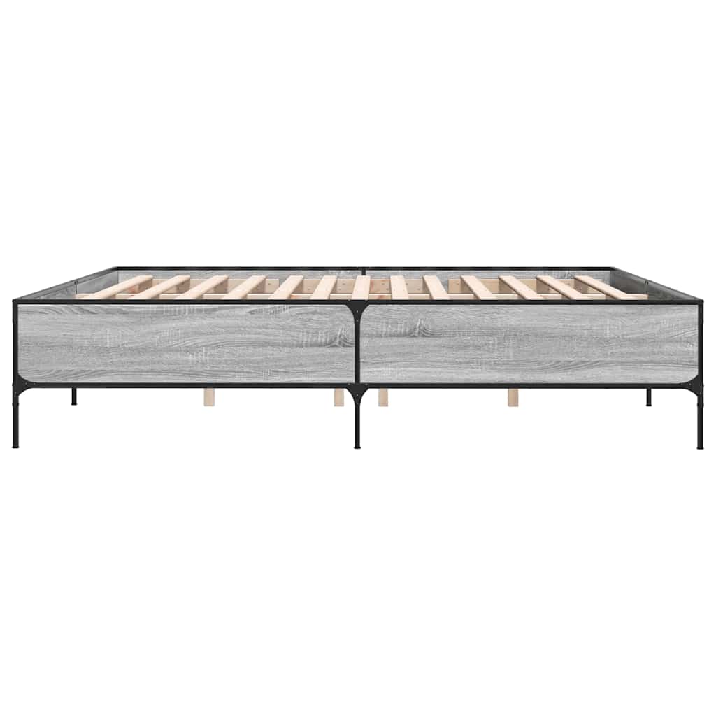 vidaXL Πλαίσιο Κρεβατιού Γκρι Sonoma 200x200 εκ. Επεξ. Ξύλο & Μέταλλο