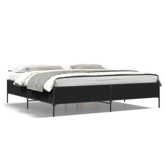 vidaXL Πλαίσιο Κρεβατιού Μαύρο 180 x 200 εκ. Επεξ. Ξύλο & Μέταλλο