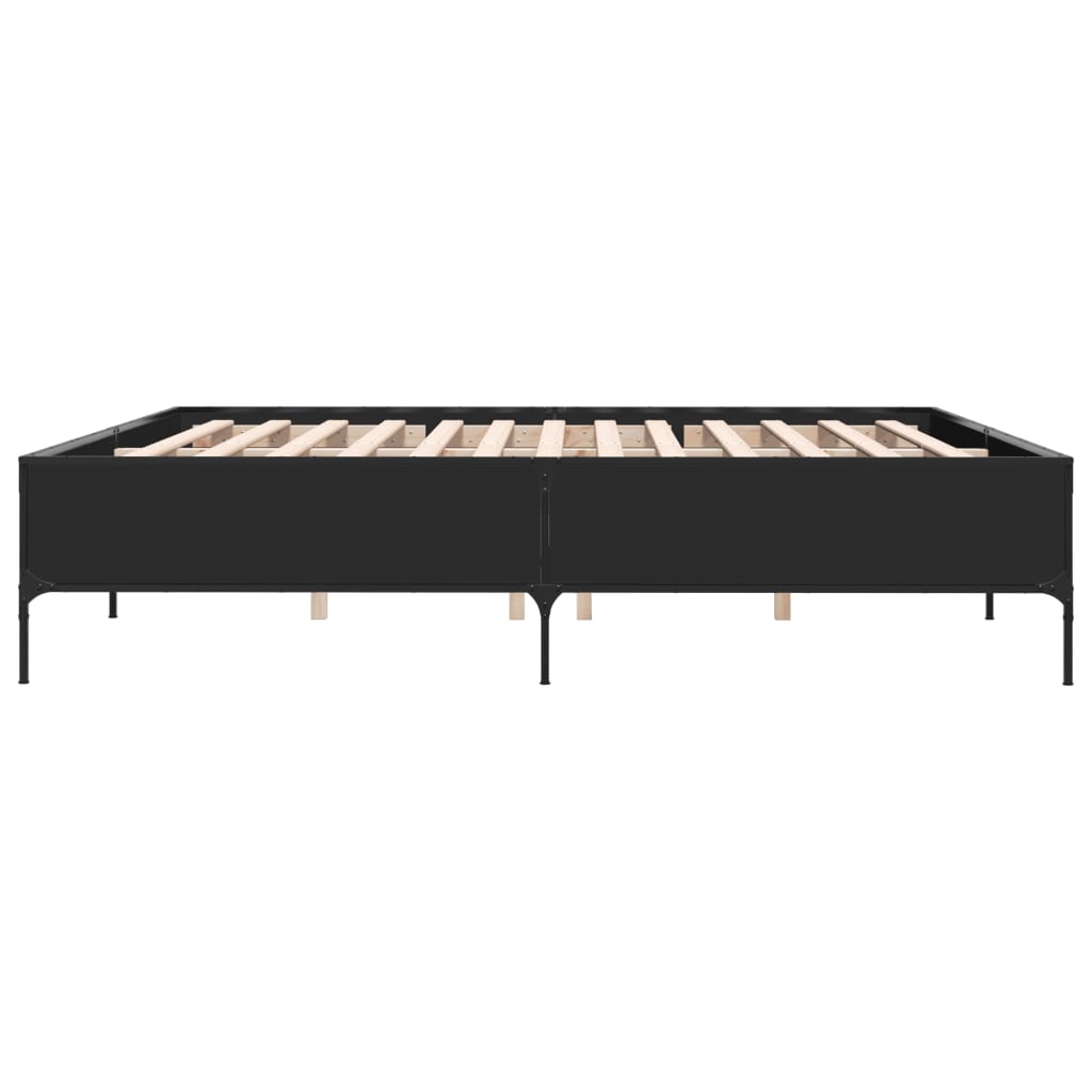 vidaXL Πλαίσιο Κρεβατιού Μαύρο 180 x 200 εκ. Επεξ. Ξύλο & Μέταλλο