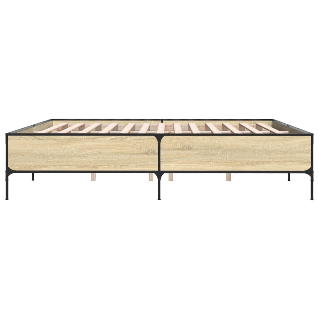 vidaXL Πλαίσιο Κρεβατιού Sonoma Δρυς 180x200 εκ. Επεξ. Ξύλο & Μέταλλο