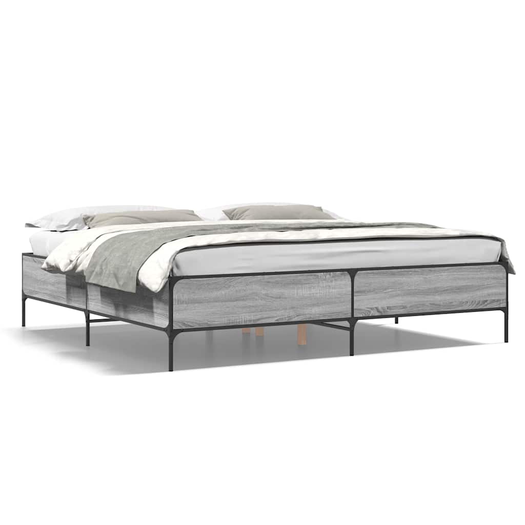 vidaXL Πλαίσιο Κρεβατιού Γκρι Sonoma 180x200 εκ. Επεξ. Ξύλο & Μέταλλο