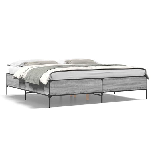 vidaXL Πλαίσιο Κρεβατιού Γκρι Sonoma 180x200 εκ. Επεξ. Ξύλο & Μέταλλο