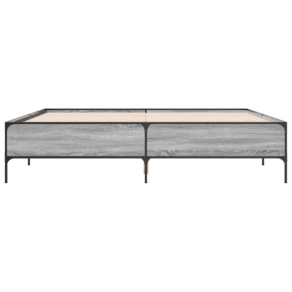 vidaXL Πλαίσιο Κρεβατιού Γκρι Sonoma 180x200 εκ. Επεξ. Ξύλο & Μέταλλο