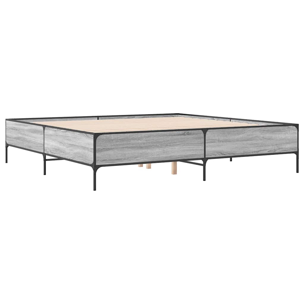 vidaXL Πλαίσιο Κρεβατιού Γκρι Sonoma 180x200 εκ. Επεξ. Ξύλο & Μέταλλο