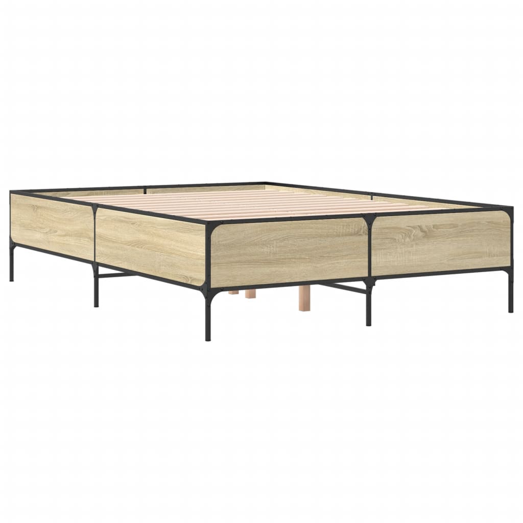 vidaXL Πλαίσιο Κρεβατιού Sonoma Δρυς 160x200 εκ. Επεξ. Ξύλο & Μέταλλο
