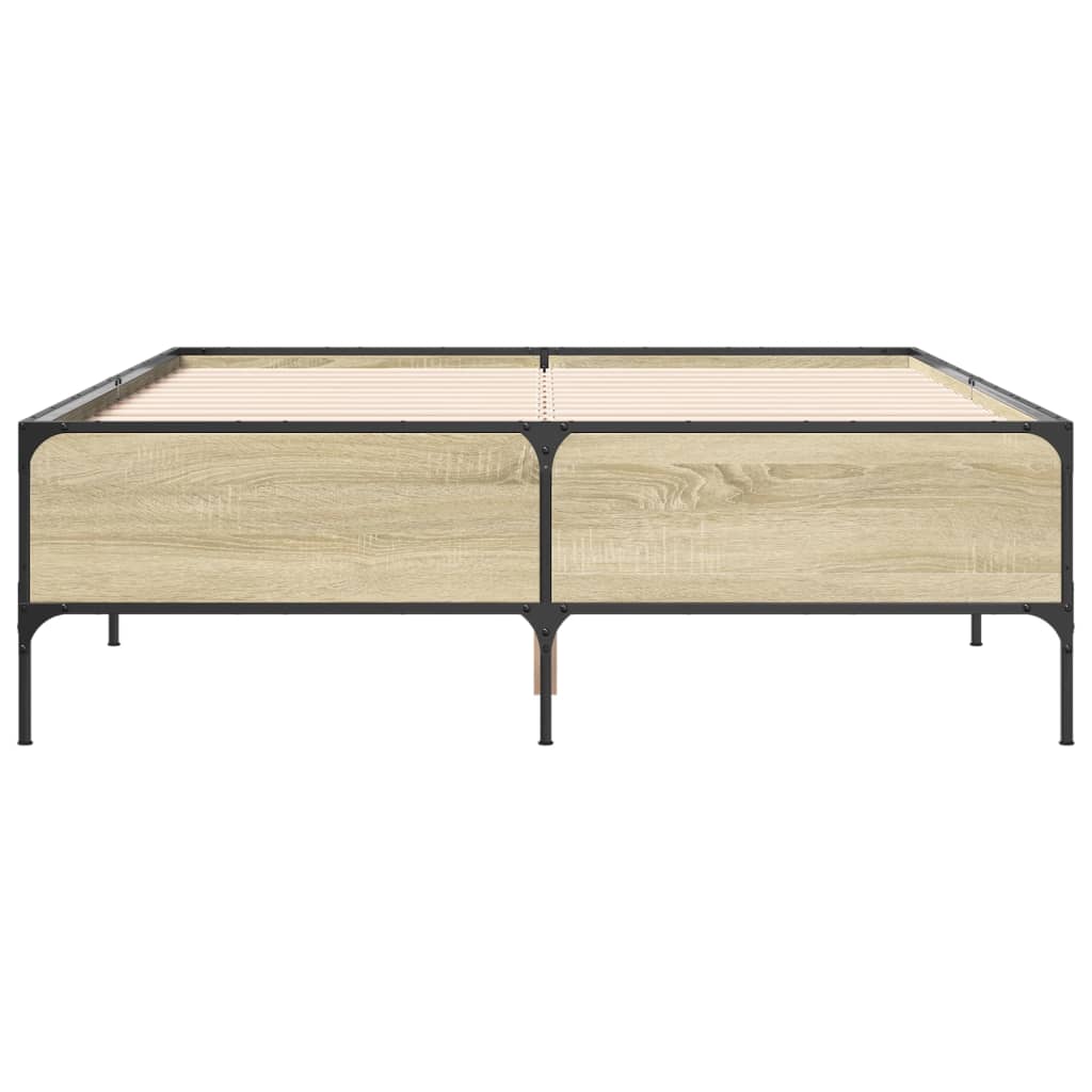 vidaXL Πλαίσιο Κρεβατιού Sonoma Δρυς 160x200 εκ. Επεξ. Ξύλο & Μέταλλο