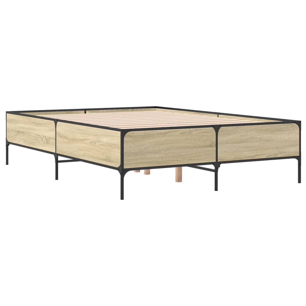 vidaXL Πλαίσιο Κρεβατιού Sonoma Δρυς 160x200 εκ. Επεξ. Ξύλο & Μέταλλο