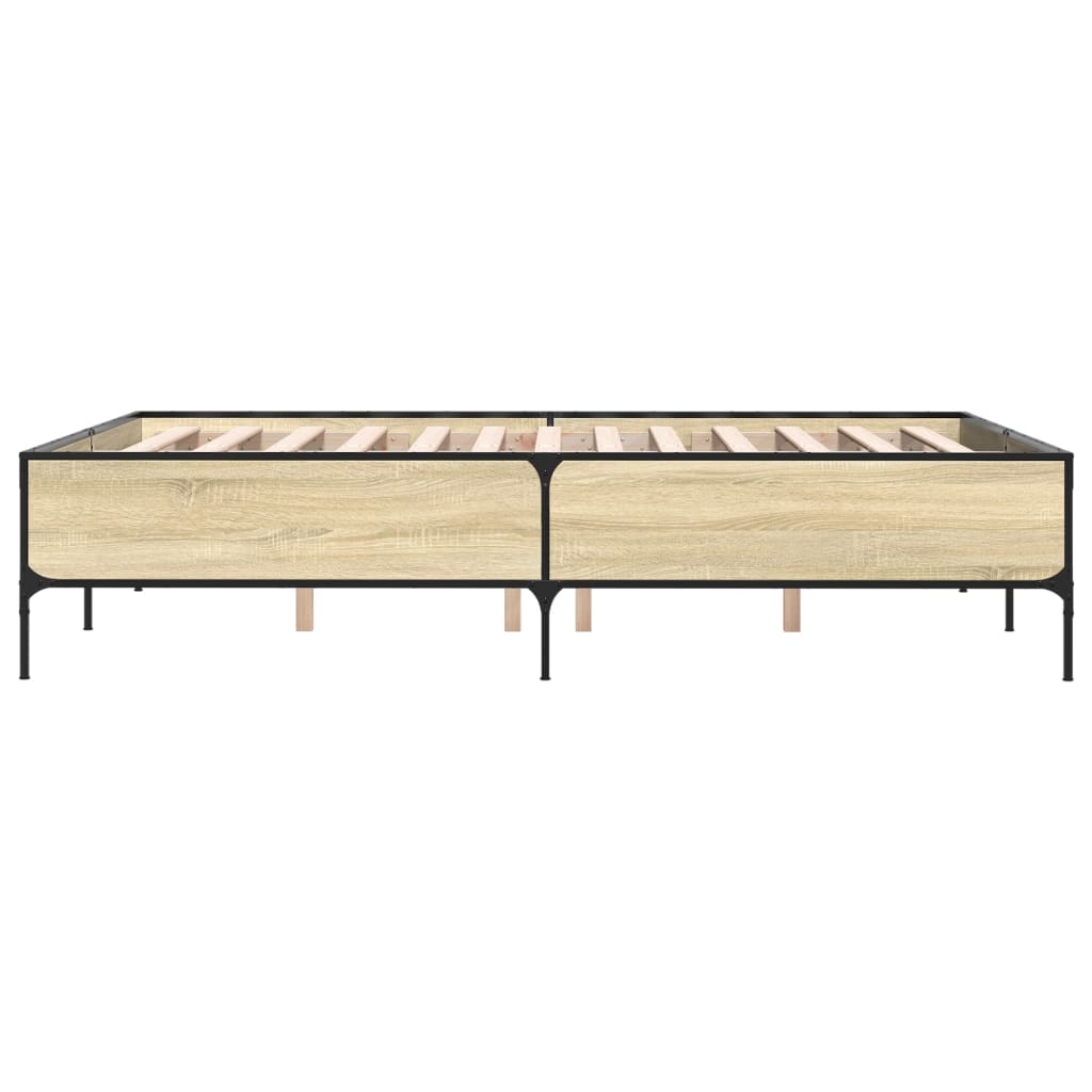 vidaXL Πλαίσιο Κρεβατιού Sonoma Δρυς 150x200 εκ. Επεξ. Ξύλο & Μέταλλο