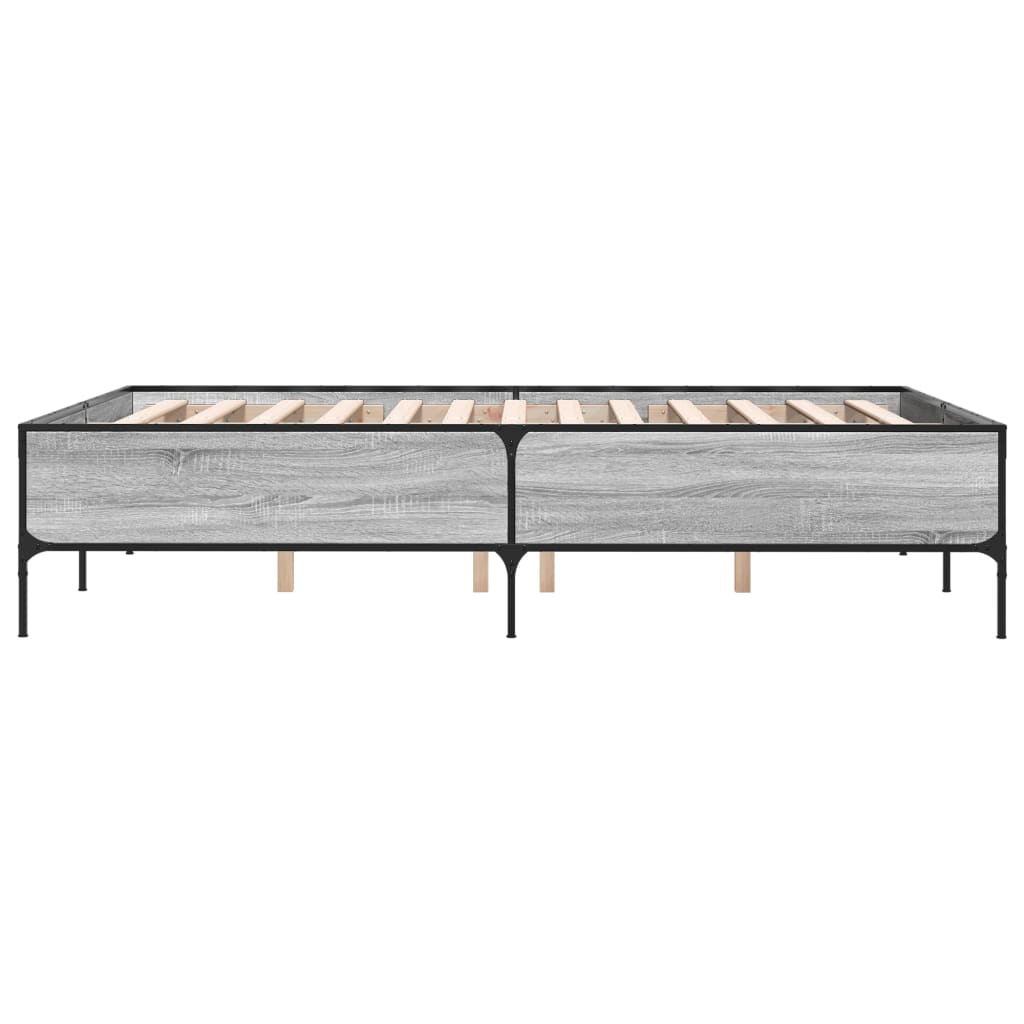vidaXL Πλαίσιο Κρεβατιού Γκρι Sonoma 150x200 εκ. Επεξ. Ξύλο & Μέταλλο