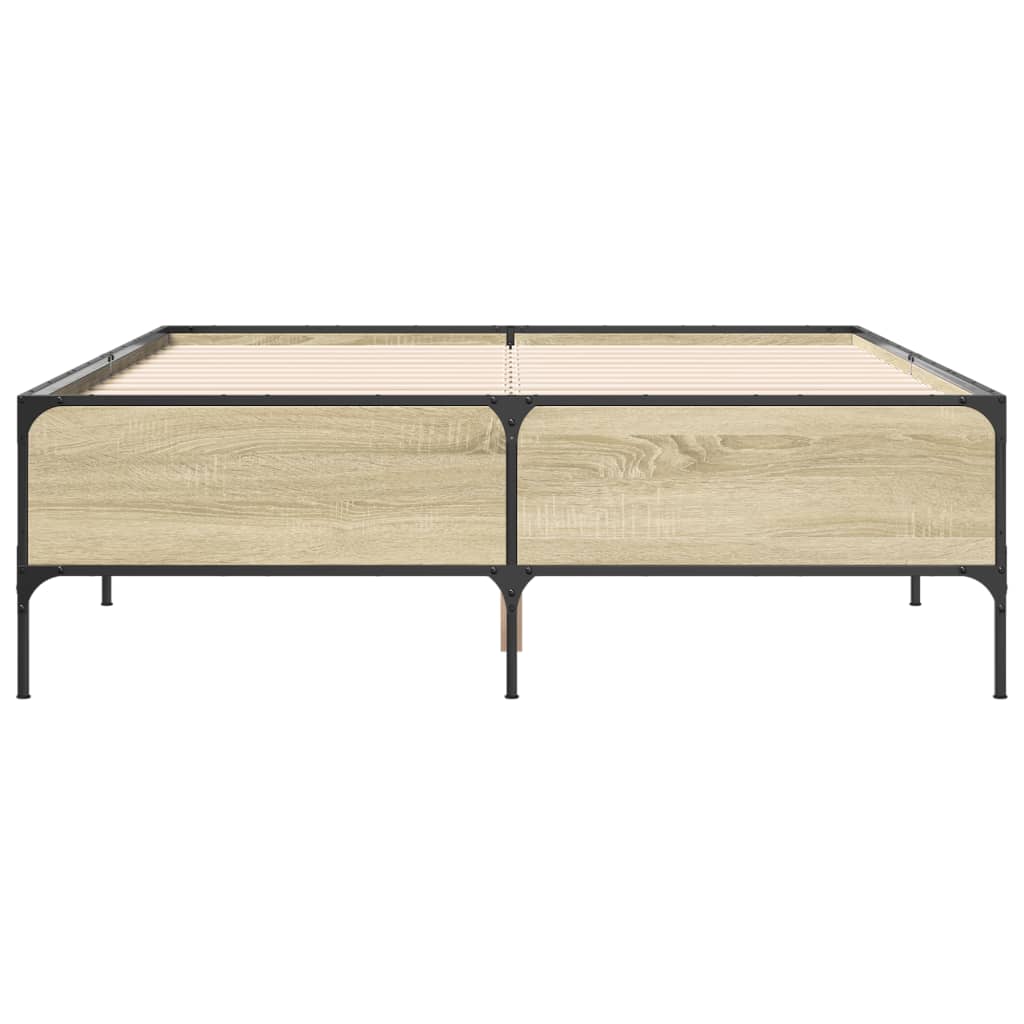 vidaXL Πλαίσιο Κρεβατιού Sonoma Δρυς 140x200 εκ. Επεξ. Ξύλο & Μέταλλο