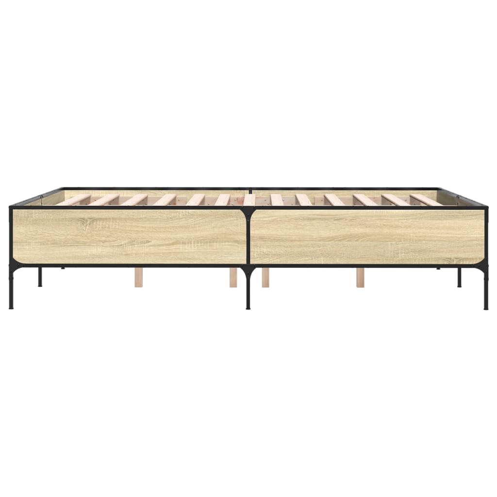 vidaXL Πλαίσιο Κρεβατιού Sonoma Δρυς 140x200 εκ. Επεξ. Ξύλο & Μέταλλο