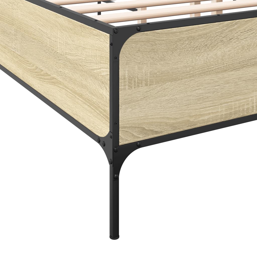 vidaXL Πλαίσιο Κρεβατιού Sonoma Δρυς 140x200 εκ. Επεξ. Ξύλο & Μέταλλο