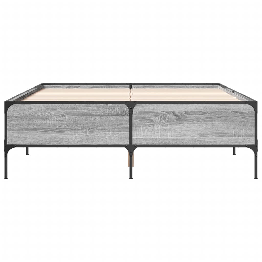 vidaXL Πλαίσιο Κρεβατιού Γκρι Sonoma 140x200 εκ. Επεξ. Ξύλο & Μέταλλο