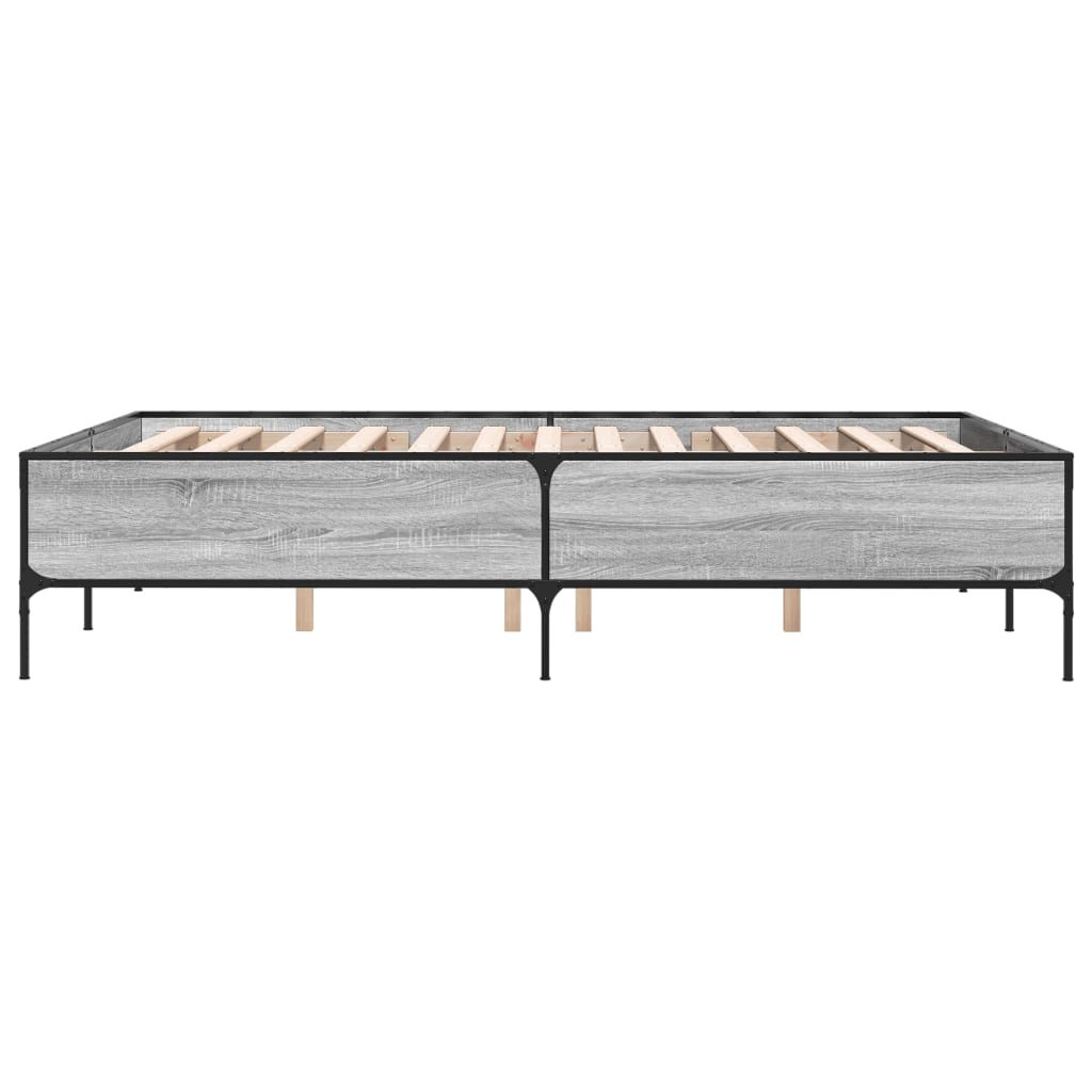 vidaXL Πλαίσιο Κρεβατιού Γκρι Sonoma 140x200 εκ. Επεξ. Ξύλο & Μέταλλο
