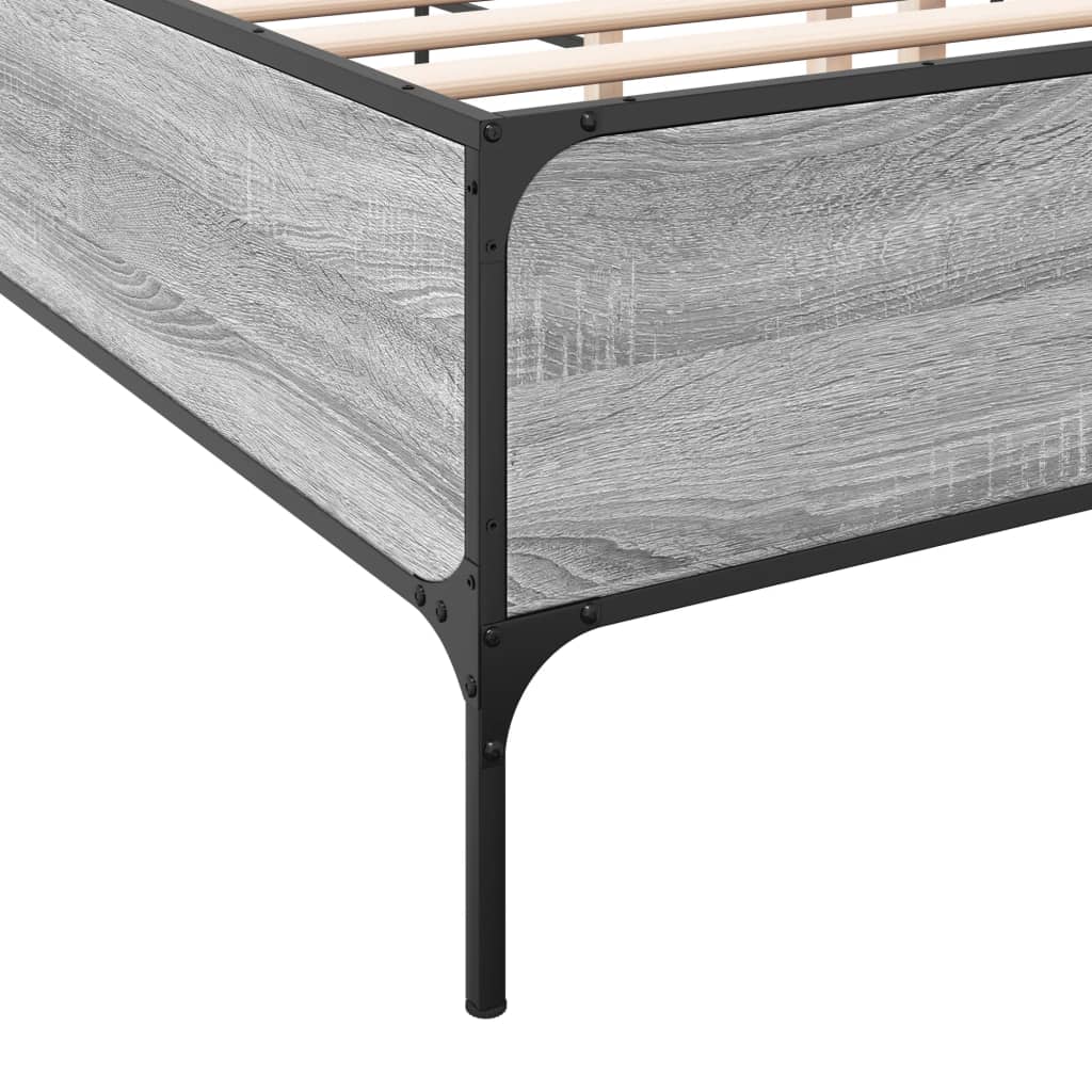 vidaXL Πλαίσιο Κρεβατιού Γκρι Sonoma 140x200 εκ. Επεξ. Ξύλο & Μέταλλο