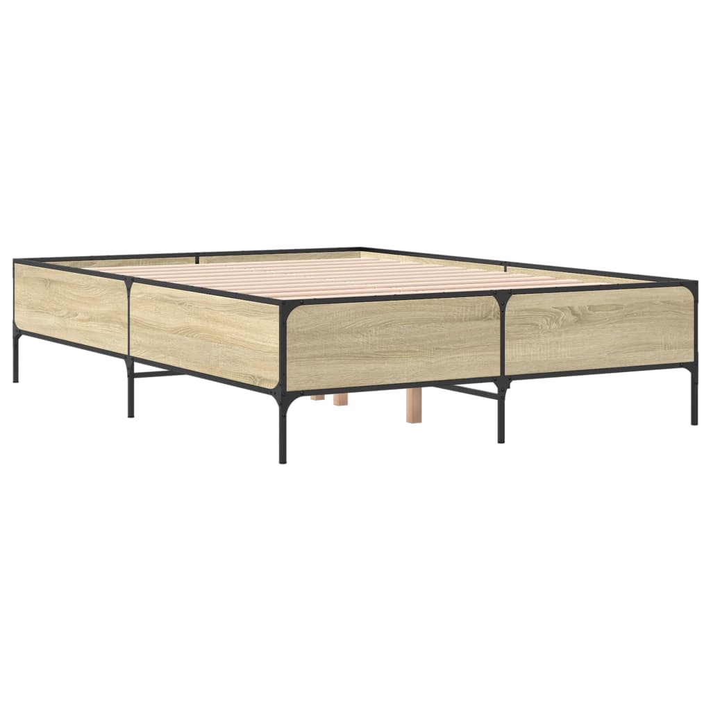 vidaXL Πλαίσιο Κρεβατιού Sonoma Δρυς 120x200 εκ. Επεξ. Ξύλο & Μέταλλο