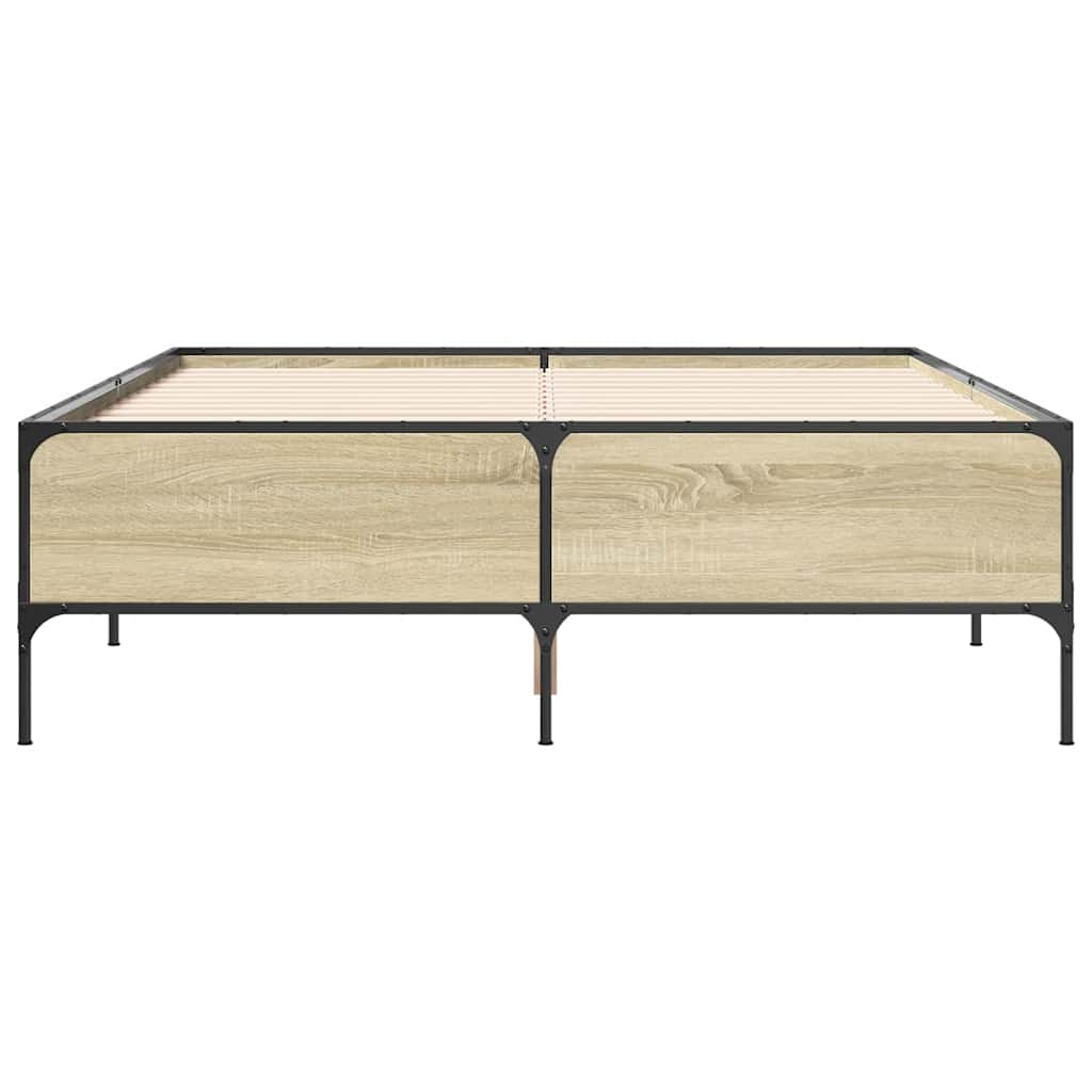 vidaXL Πλαίσιο Κρεβατιού Sonoma Δρυς 120x200 εκ. Επεξ. Ξύλο & Μέταλλο