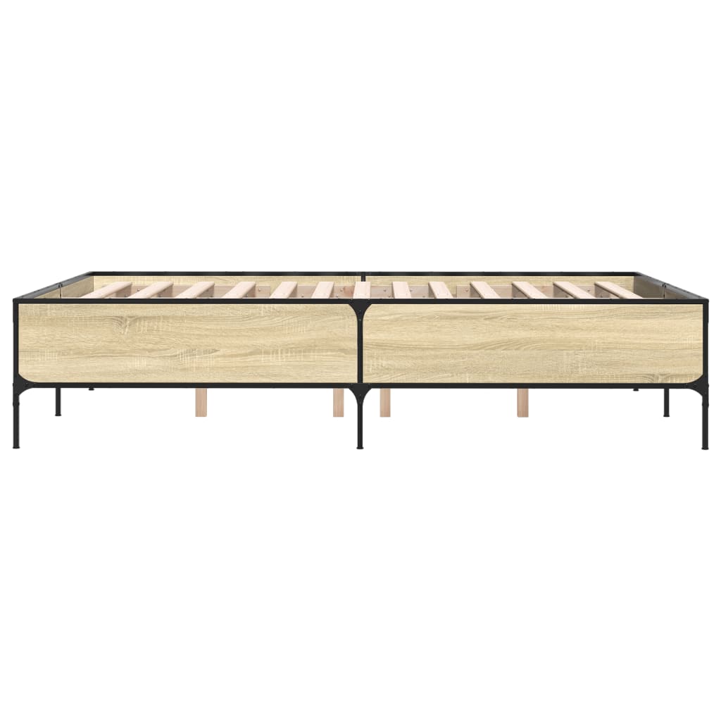 vidaXL Πλαίσιο Κρεβατιού Sonoma Δρυς 120x200 εκ. Επεξ. Ξύλο & Μέταλλο